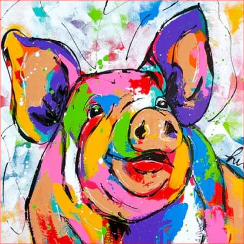 Pig Colorful Paint By Numbers For Adults Canvas Unframed 40x50 Acrylic Paintings Coloring Drawing By Numbers Home Decoration Art
