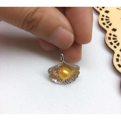 Leaf Design Pendant Base Mountings Findings Jewelry Settings Parts for Female Women Pearls Beads Crystal Agate Coral Jade