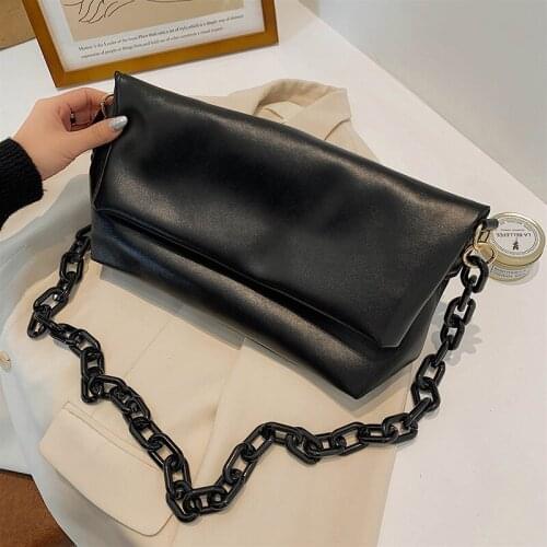 High Capacity PU Leather Women Shoulder Fashion Crossbody Bags Chain Vintage Handbags Elegant Ladies Casual Totes Female Purses