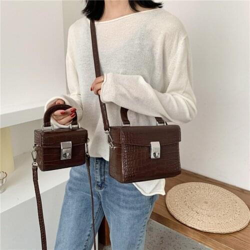 Female bag box bag fashion lock one shoulder messenger bag 2020 new PU leather crocodile pattern handbag