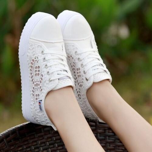 2019 Spring New Fashion mesh Woman casual shoes Comfortable Breathable lace-up Sneakers Womens vulcanized shoes 35-40