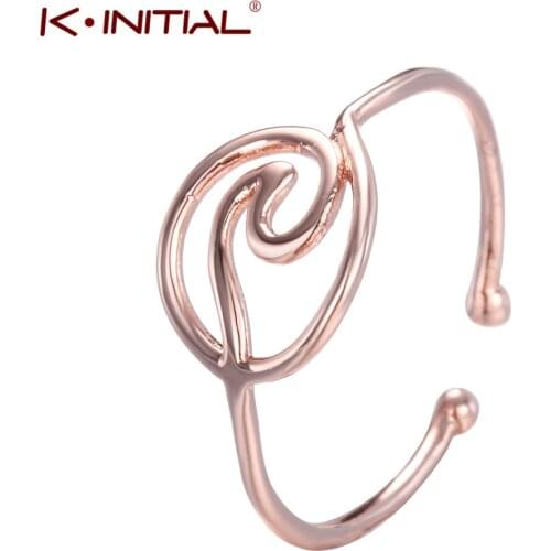 Kinitial 2019 Gold Color Ocean Wave Rings for Women Simple Metal Surfer Ring Knuckle Summer Surf Rings Wire Ring Jewelry
