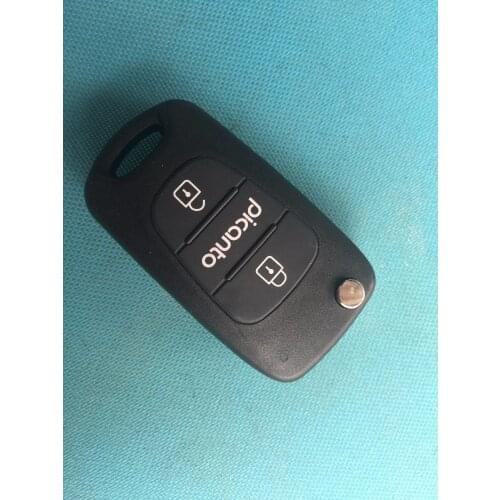 1Pcs Of New Replacement Flip Key Case For Kia Picanto 2 3 Buttons FOB Remote Blank Shell Uncut Blade No Logo Car Accessories