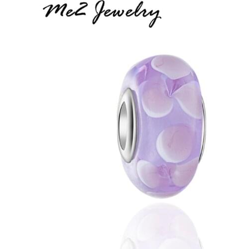 1PC Top Quality Charm Beads fit European Bracelet 2017 Purple Murano Charm Diy Jewelry Free Shipping