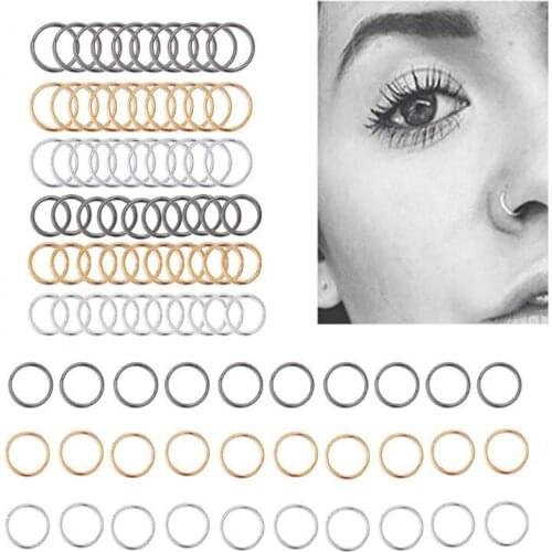 1 Pack Mix Black/Gold/Sliver Color Hoop Nose Rings Circle Nose Ring for Women Men Piercing Punk Unisex Oreja Ear Pircing Jewelry
