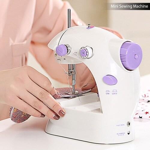 2020 Sewing Machine Mini Portable Household Night Light Foot Pedal Straight Line Hand Table Two Thread Kit Electric
