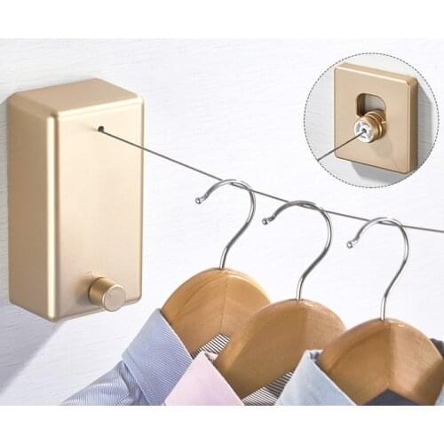 2021 New Home 4.2M Steel Wire Invisible Wall Hanger Indoor Retractable Solid Clothesline Retractable Clothesline Clothes Dryer