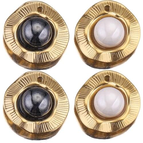 5pcs/lot Stainless Steel Gold Shell Pearls Charm Pendants Connectors for DIY Earrings Necklace Jewelry Making Supplies Wholesale