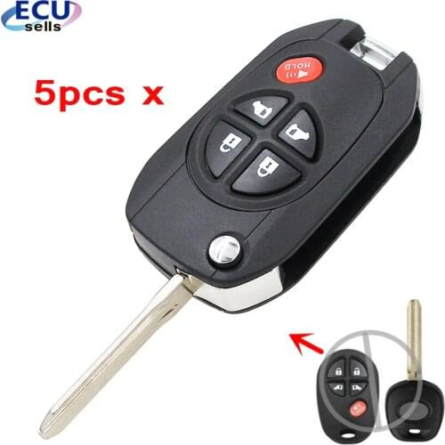 5pcs x 4+1 Buttons Modified flip Remote Key Shell for TOYOTA Highlander Sequoia Sienna Tacoma Tundra Avalon Solara GQ43VT20T
