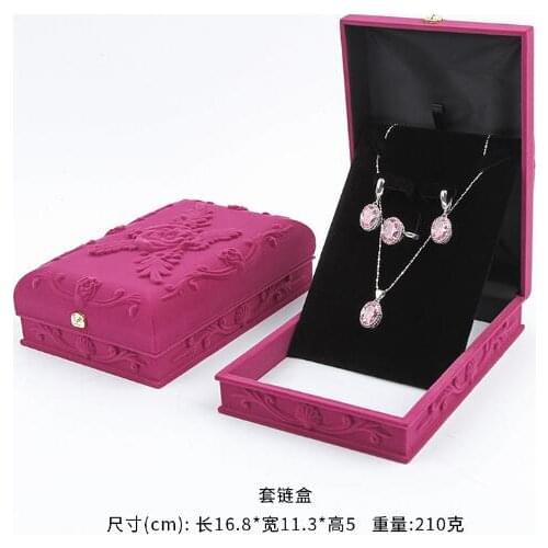 72pcs Flocking Jewelry Set Box European Retro Embossing Pattern Ring Earring Pendant Necklace Jewelry Storage Case Gift Boxes