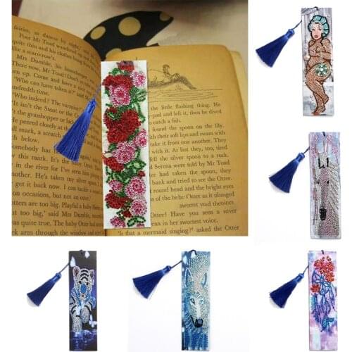 5D Diamond Painting Exquisite Flowers Leather Bookmarks Tassel Bookmarks Special Shaped Diamond Embroidery Craft decoration