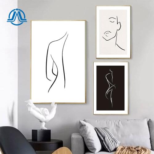 Abstract Line Art Canvas Painting Man And Woman Body Poster Nordic Minimalist Wall Art Face Print Modern Pictures For Home Decor