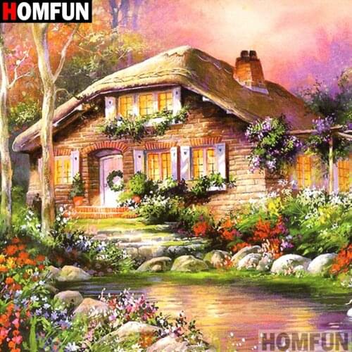 Homfun Full Square/Round Drill 5D DIY Diamond Painting "House landscape" 3D Embroidery Cross Stitch Home Decor Gift A11122