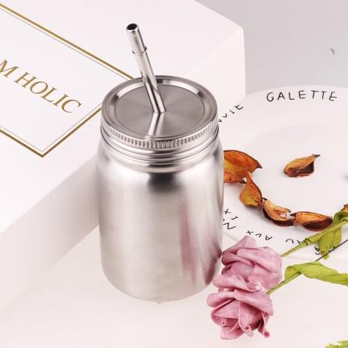 Wide Mouth Mason Jar Stainless Steel Drinking Cup Tea Coffee Mug Single/Double Walled Storage Jars Tumblers with Lids and Straws