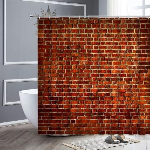 Seamless Brick Wall Shower Curtain Colorful Printing Waterproof Fabric Home Bathroom Decor Bathtub Partition Hanging Curtains