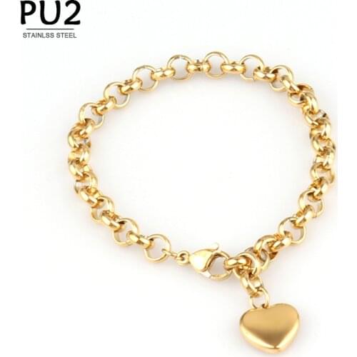 Stainless Steel Heart Pendant Vintage Chain Bracelets For Women Bohemian Padlock Thick Bracelet Womens Bracelets Jewelry Gift