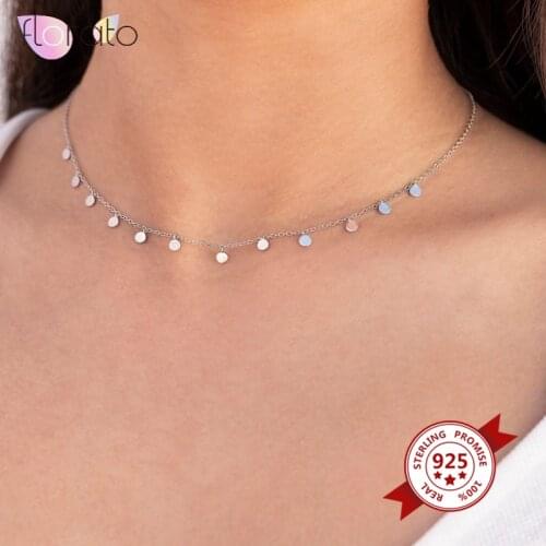 European and American Women 925 Sterling Silver Chain Choker Necklace Simple Gold Silver Color Choker Necklace Fashion Jewelry