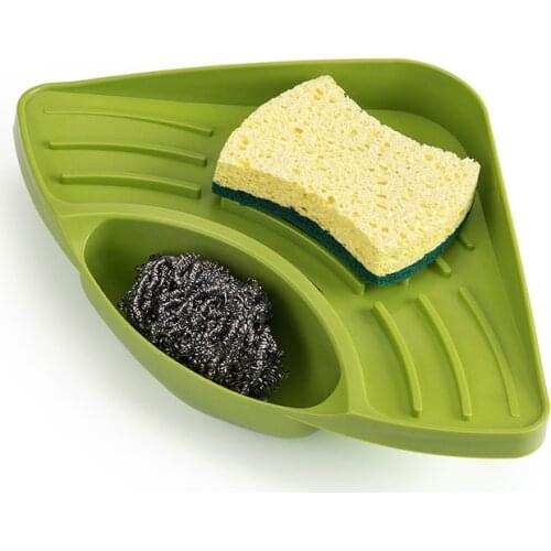 ANHO Kitchen Sink Corner Sucker Type Triangle Shelf Storage Rack Sponge Bathroom Soap Cleaning Brush Ball Holder Accessories