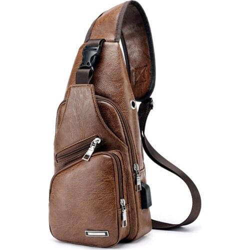 Men Shoulder Bag USB Charging Sports Crossbody Sling Chest Pack Bag &T8