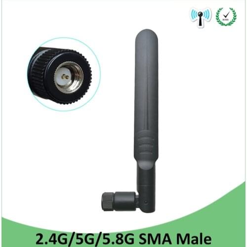 2pcs 2.4GHz 5GHz 5.8Ghz Antenna 5dBi SMA Male Connector Dual Band wifi Antena aerial wireless router 2.4 ghz 5.8 ghz