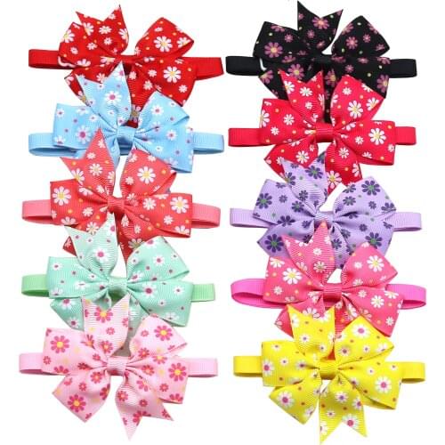 60pcs Spring Dog Accessories Pet Dog Bow Tie Flower Bowknot Dog Cat Bowtie Collar Pet Dog Grooming Products for Samll Dog
