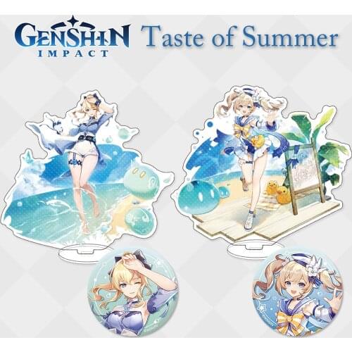 Genshin Impact Taste of Summer Figure Jean Barbara Badge New Cosplay Anime Brooch Standing Acrylic Model Backpack Decor Gifts