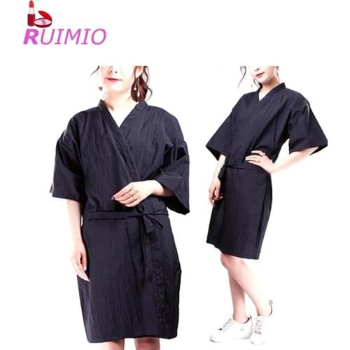 Black Salon Client Gown Robes Cape Hair Salon Hair Cutting Smock For Clients Kimono Style