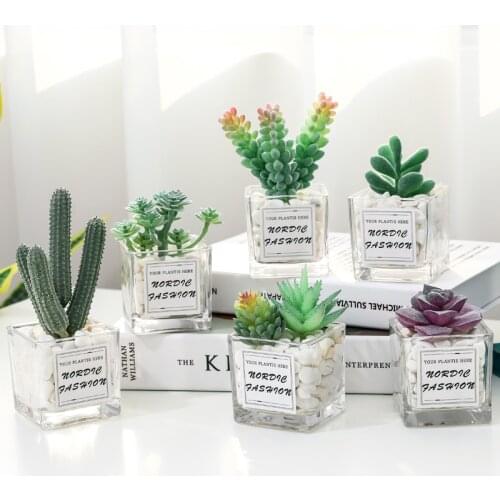 Artificial Green Small Plant Bonsai Office Desk Surface Panel Decoration Mini Cactus Succulent Decoration Fake Flower Living