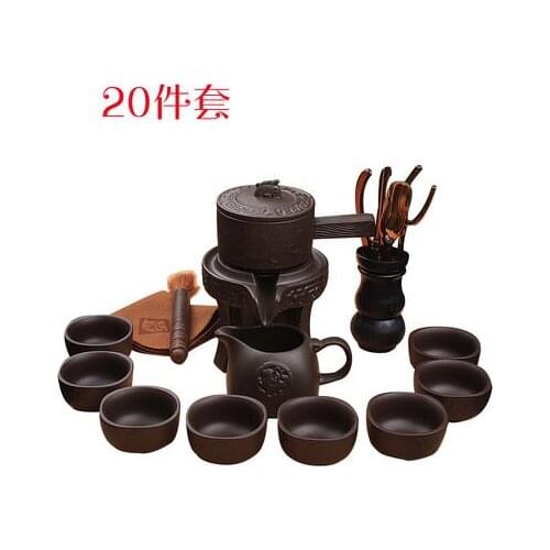 Ceramic Stoneware Tea Set Home Stone Mill Creative Teapot Kung Fu Teacup Semi-automatic Lazy Tea Maker High Quality Drinkware