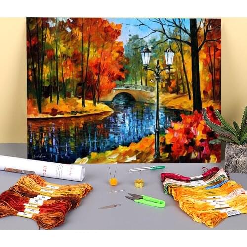 Sublime Park Pre-Printed 11CT Cross-Stitch Set DIY Embroidery DMC Threads Sewing Needlework Handiwork Hobby Stamped Adults