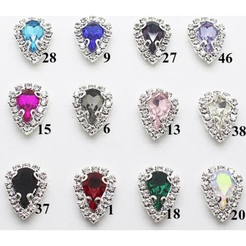 LKERAN New Water Drop 15 * 20mm Glass Rhinestone buttons Wedding decorative button for crafts/can sewing garment accessories