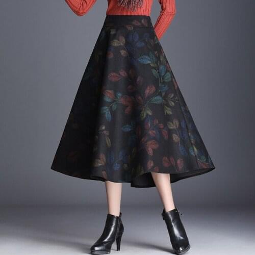Fashion Autumn High Quality Long Skirt Woolens Skirts Women Winter Windproof Warm Vintage A-Line Faldas Jupe Longue Female