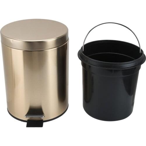 Stainless Steel Trash Can Pedaled Large Capacity Office Kitchen Garbage Container Bin Handle Lid Cubo Basura Trash Basket E5