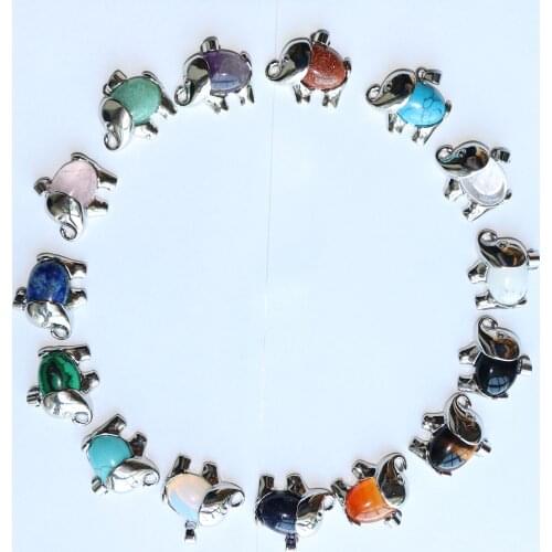 Natural stone animals elephant pendant for necklace focus jewelry accesory mascot