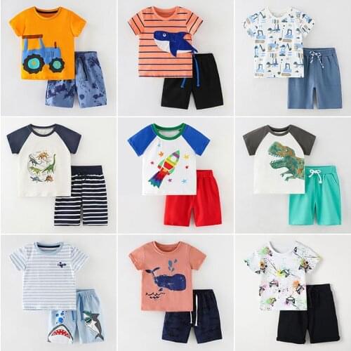 2T~7T Baby Boys Clothing Sets Quality 100% Cotton Toddler Kids Clothes Short Sleeve Baby Boy Clothes Sets Children Suits Outwear