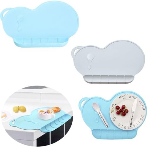 Toddler Placemat Portable Non-slip Anti-spill Silicone Placemat Place Mat with Suction Cups for Home Restaurant Outdoor Travel