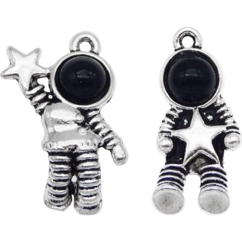 12pcs Fashion Space Astronaut charms for jewelry making Silver Drop Earrings Pendant Handmade Bracelet Women Keychain 22*10m