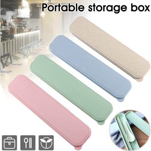 Portable Eco-Friendly Wheat Straw Cutlery Camping Picnic Box Dishware Kitchen Utensils Case for School, Office, Travel