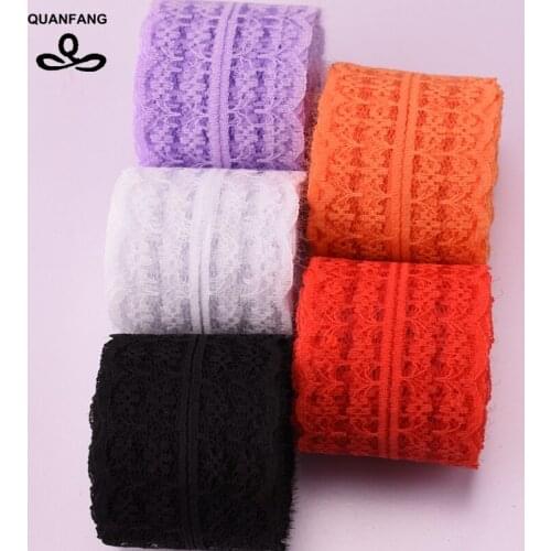 QUANFANG Solid Color Lace Ribbon,DIY Handmade,Wedding Party,Craft Gift Packing Child Dress Decoration 5Yard/Piece or 1lot=5yard