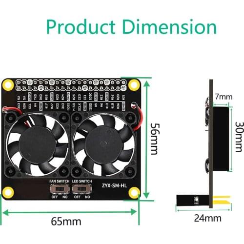 Raspberry Pi 4B Dual Cooling Fans and Automatic Discoloration LED, Raspberry Pi GPIO Expansion Board for Raspberry Pi 4B / 3B