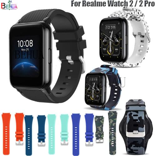 BEHUA 22MM Slicone WatchBand For Realme Watch 2 / 2 pro Strap Smart Wristband For Realme Watch S / pro belt Accessories Bracelet
