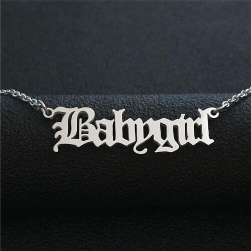 Christmas Jewelry Personalized Name Necklace Babygirl Letter Chain Choker Custom Arabic Name Old English Necklace For Women Gift