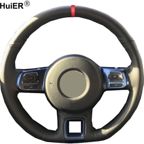 HuiER Hand Sewing Car Steering Wheel Cover Red Marker For Volkswagen VW Beetle 2012-2014 2015 2016 2017 2018 Up 2013-2015 2016