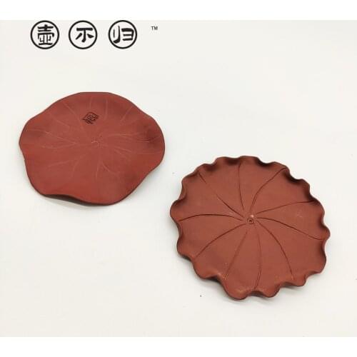 Handmade lotus leaf purple clay coaster ornaments home decoration creative tea sets tea decorations