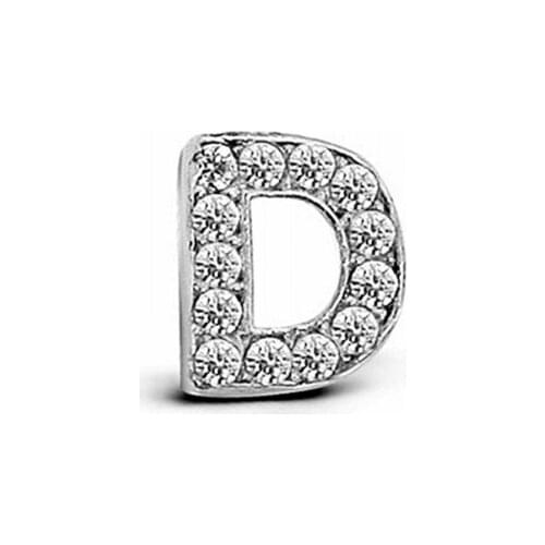 Argentum Concept- D Letter Studded Silver Single Earrings-K077101