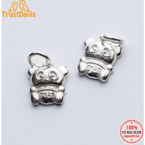 Trustdavis Real 925 Sterling Silver Fashion Sweet 2021 Panda Charm Pendant Handmade DIY Accessories Fine Jewelry Wholesale DZ163