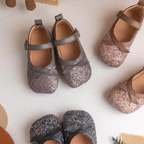 New Autumn Baby Girls Bow Princess Shoes Children Bling Brand Flats Toddler Black Shoes Kids Dress Flats Sweet Shoes Mary Jane