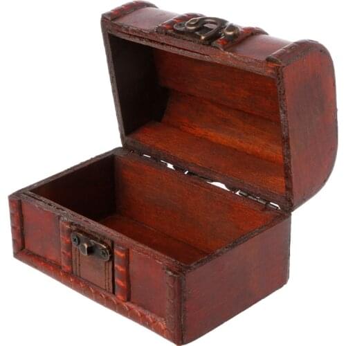 Vintage Handmade Wooden Storage Box Decorative Trinket Case Jewelry Organizer W0YF