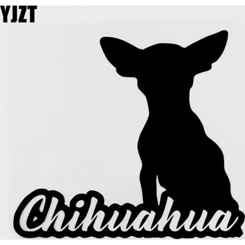 YJZT 15.1CMX13.7CM Fun Chihuahua Animal Dog Vinyl Car Sticker Decal Black/Silver 8C-0178