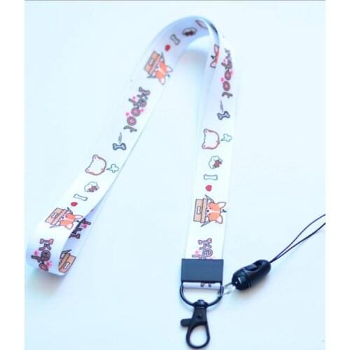 10pcs/20pcs/50pcs/100pcs cartoon Corgi dogs cute lanyard Neck Strap Lanyard Mobile Phone Key Chain ID Badge Key Chain